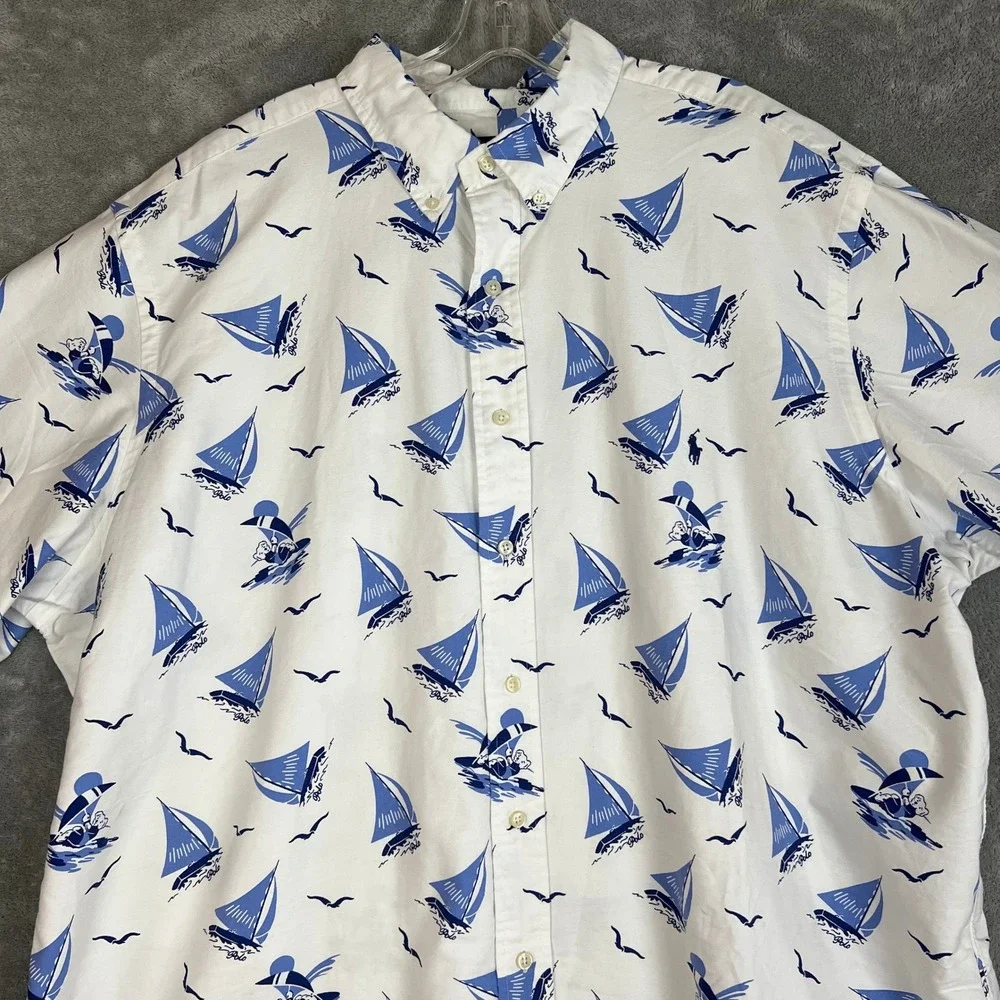 Polo Ralph Lauren Oxford Shirt Mens 2XB Cotton Sailboat Nautical Bear Preppy